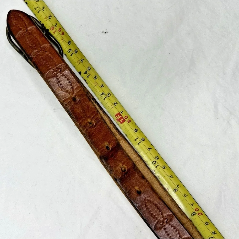 Buffalo Head Nickel Youth Belt 28 Handcrafted Brown Leather Tooled Western Vtg
